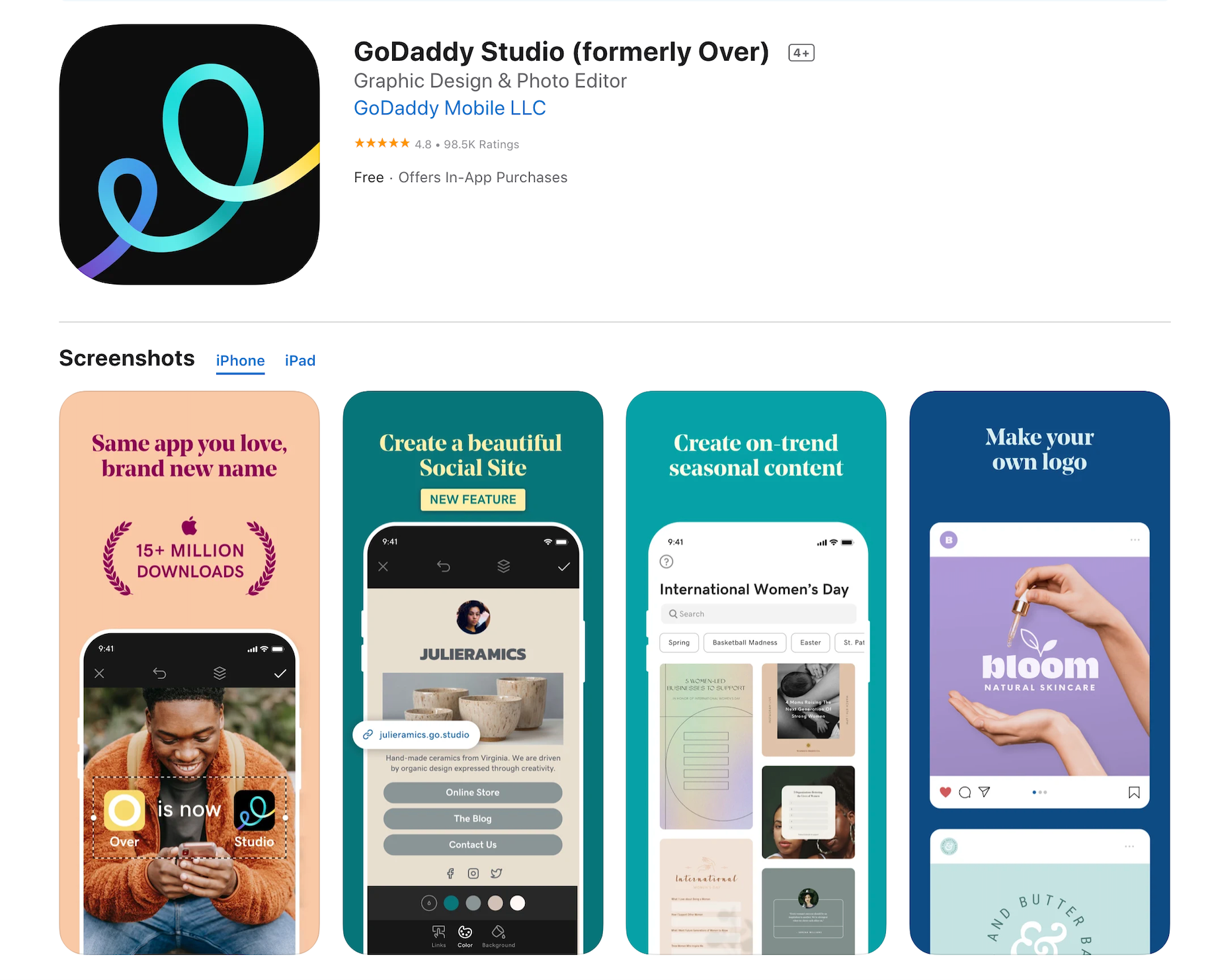 GoDaddy Studio app
